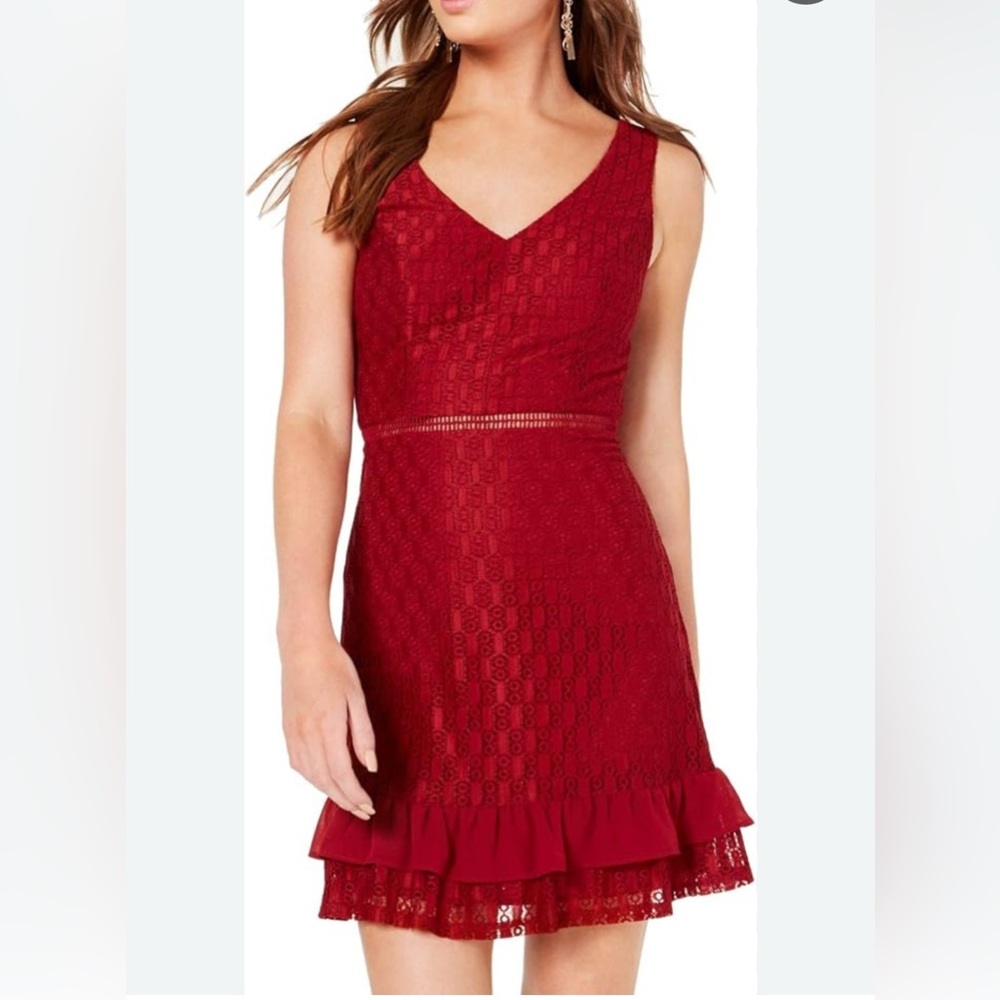City Studio Red Lace Mini Dress